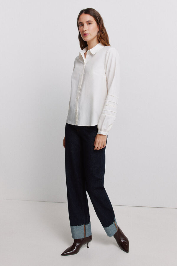 Vila Camisa con mangas bordadas Blanco