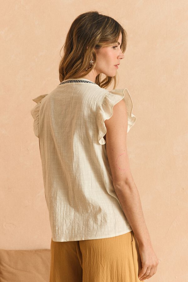 Pol&iacute;n Et Moi Blusa bordada Indira Beige