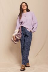 Slowlove Pantal&oacute;n de jaquard con pinzas Azul marino