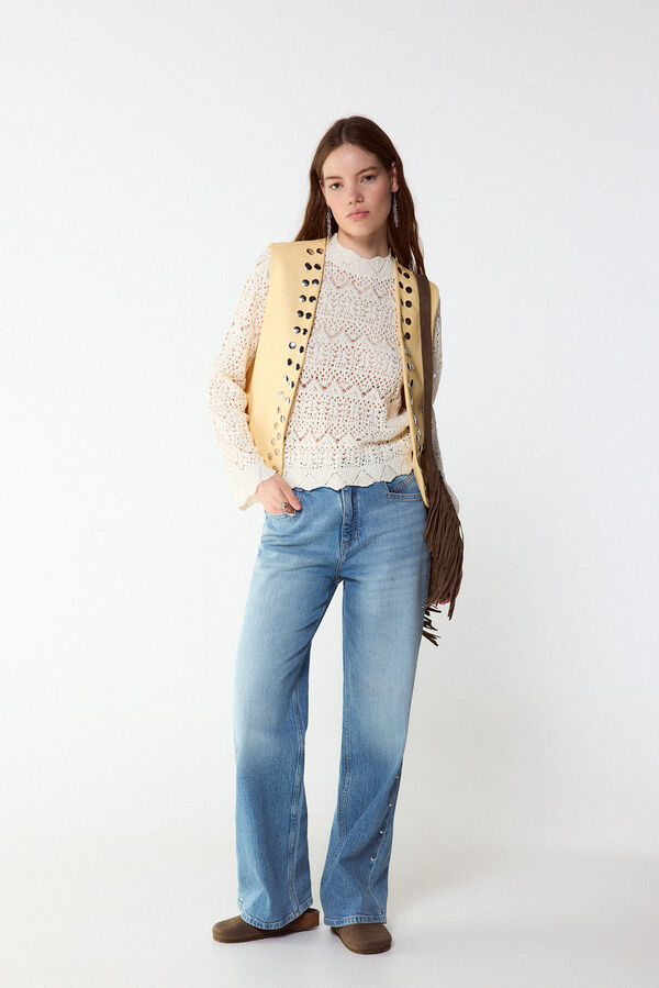 Slowlove Jersey punto calado perkins Marfil