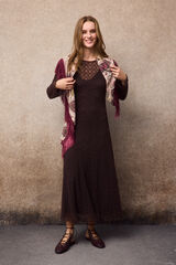 Slowlove Vestido encaje Marr&oacute;n oscuro