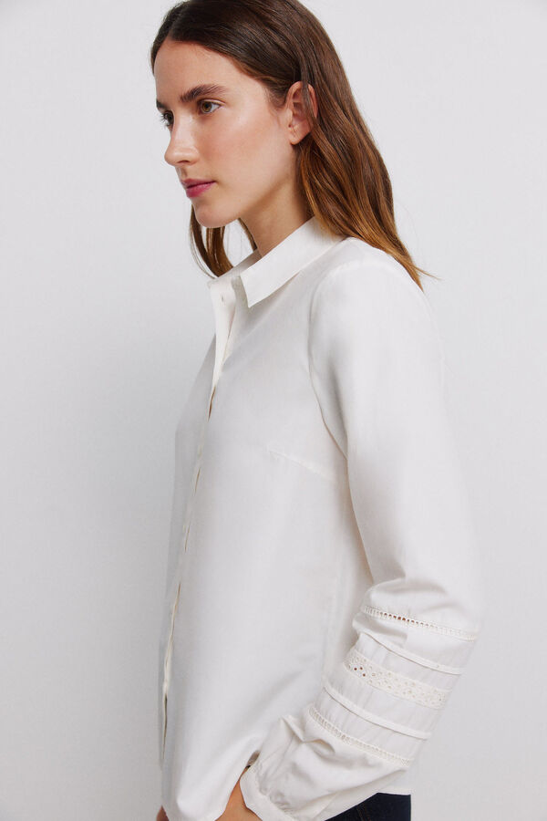 Vila Camisa con mangas bordadas Blanco