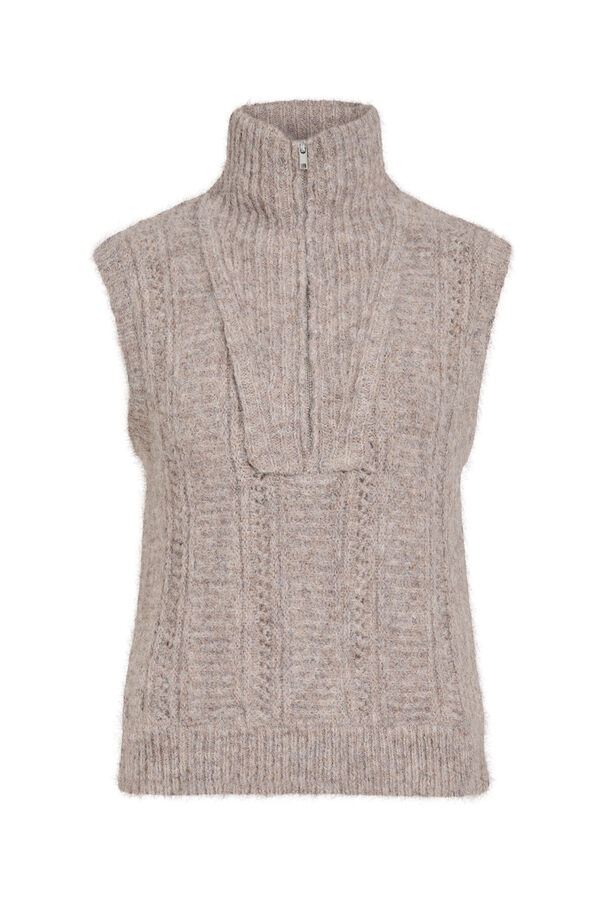 Vila Chaleco punto cuello alto Beige