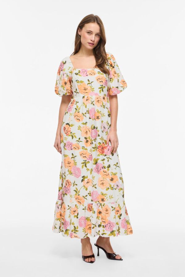 Vila Vestido largo estampado de viscosa Estampado blanco