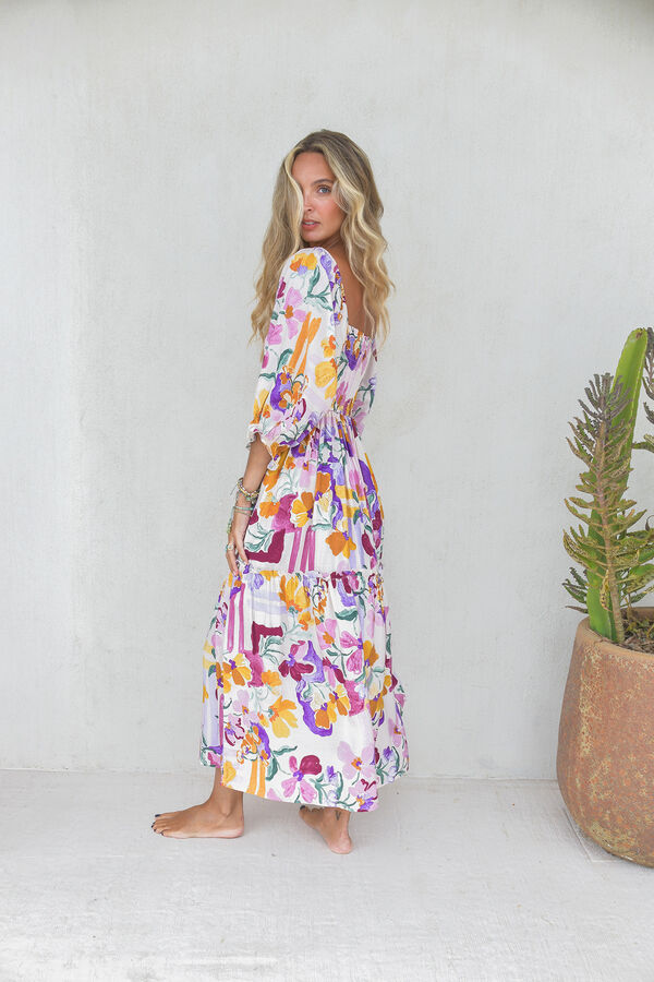 Jaase Vestido midi manga larga Estampado blanco