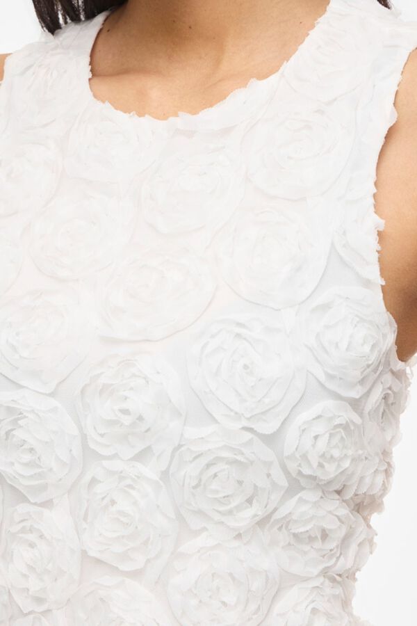 Vila Vestido midi con flores en tejido Blanco