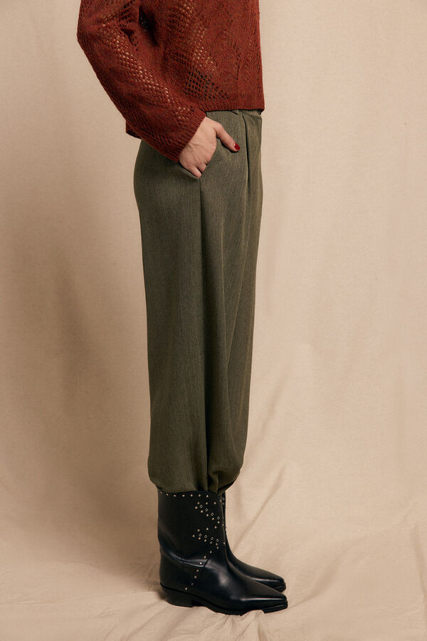 Slowlove Pantalón de pinzas rastrero Kaki