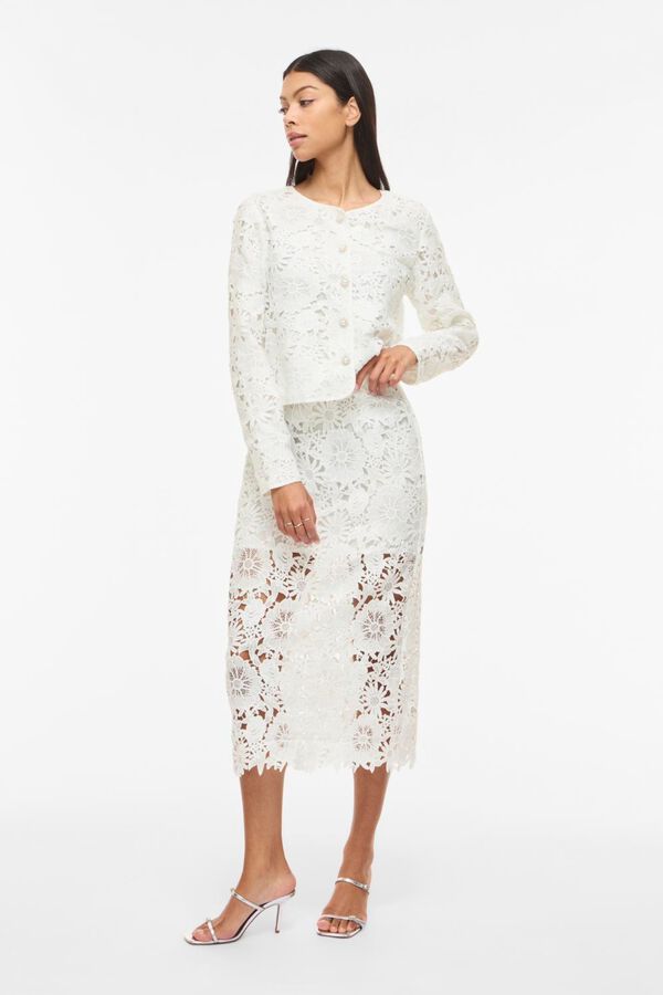 Vila Falda midi con encaje Blanco