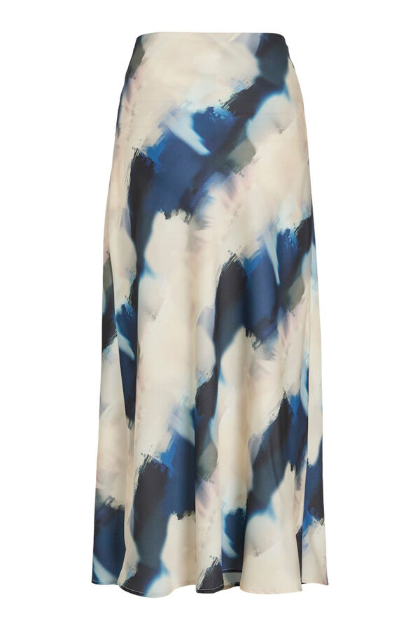 Vila Falda midi satinada estampada Estampado azul