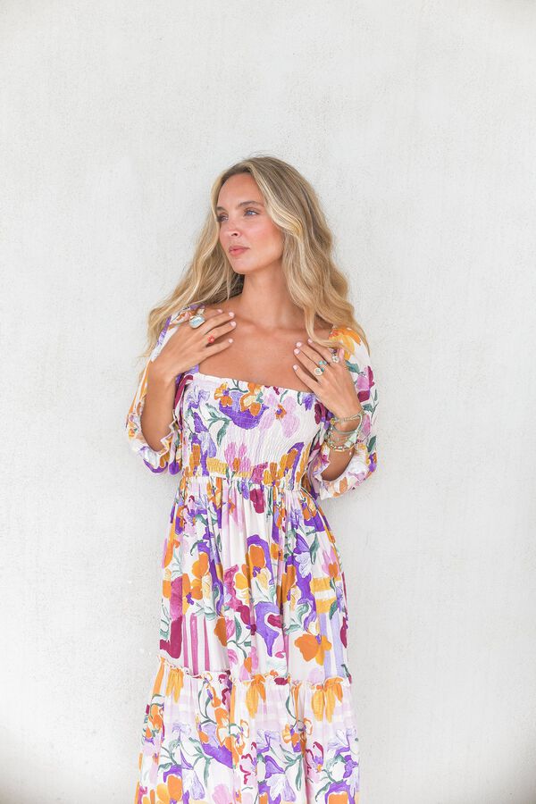 Jaase Vestido midi manga larga Estampado blanco