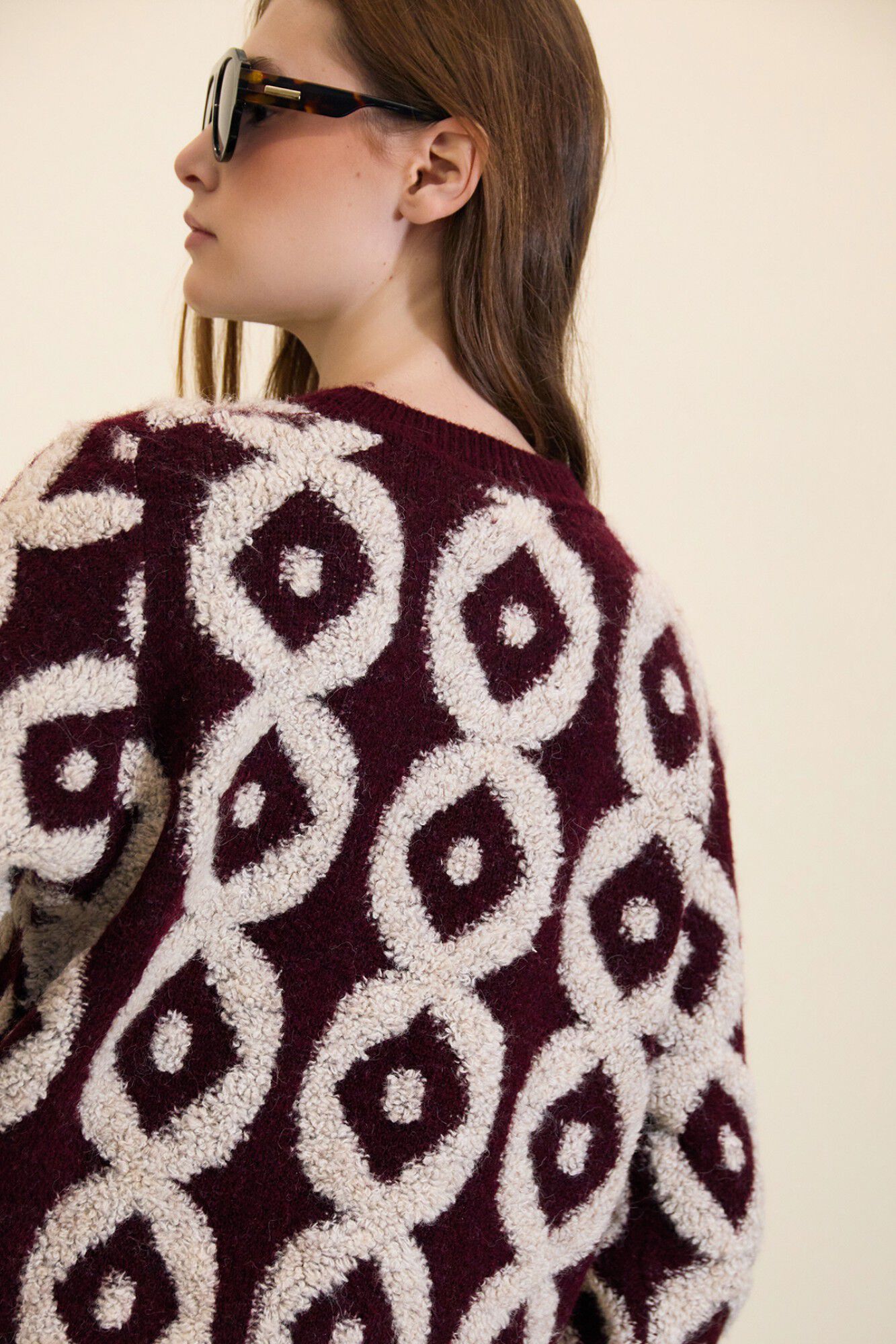Meisie Cardigan bucle a contraste