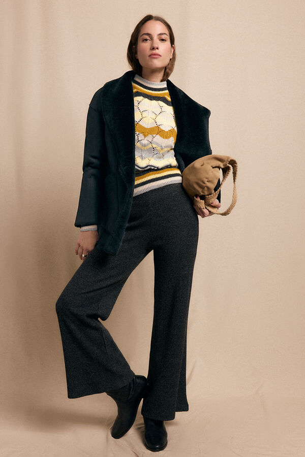 Slowlove Pantal&oacute;n ancho de punto Gris