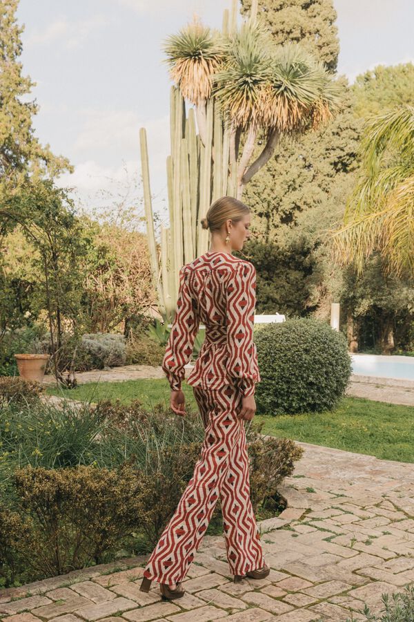 Cherubina Pantal&oacute;n Normanda Estampado naranja