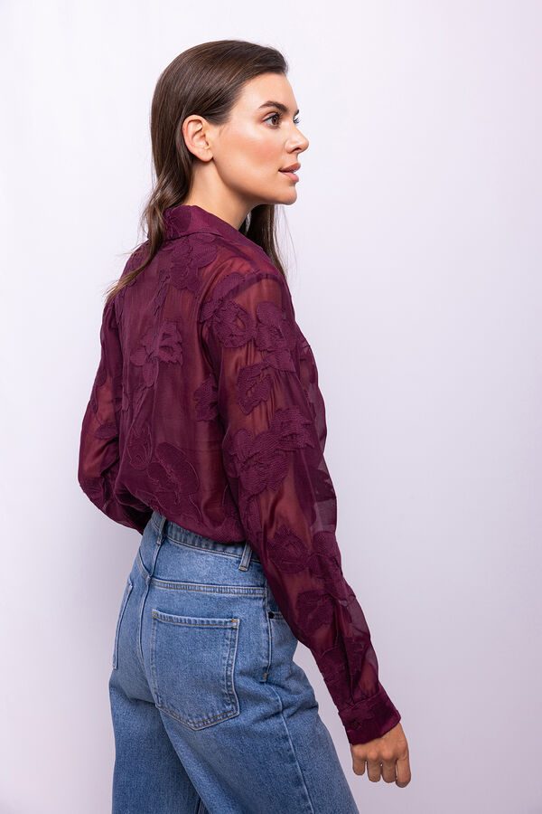 Object Camisa bordada flores Morado