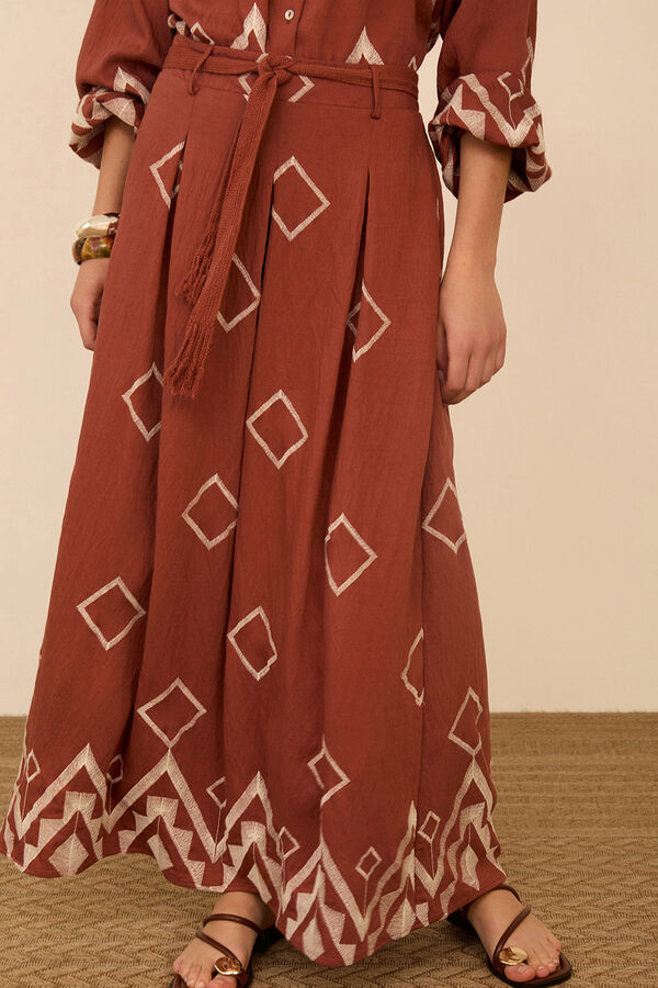 Meisie Falda larga con bordado Coral