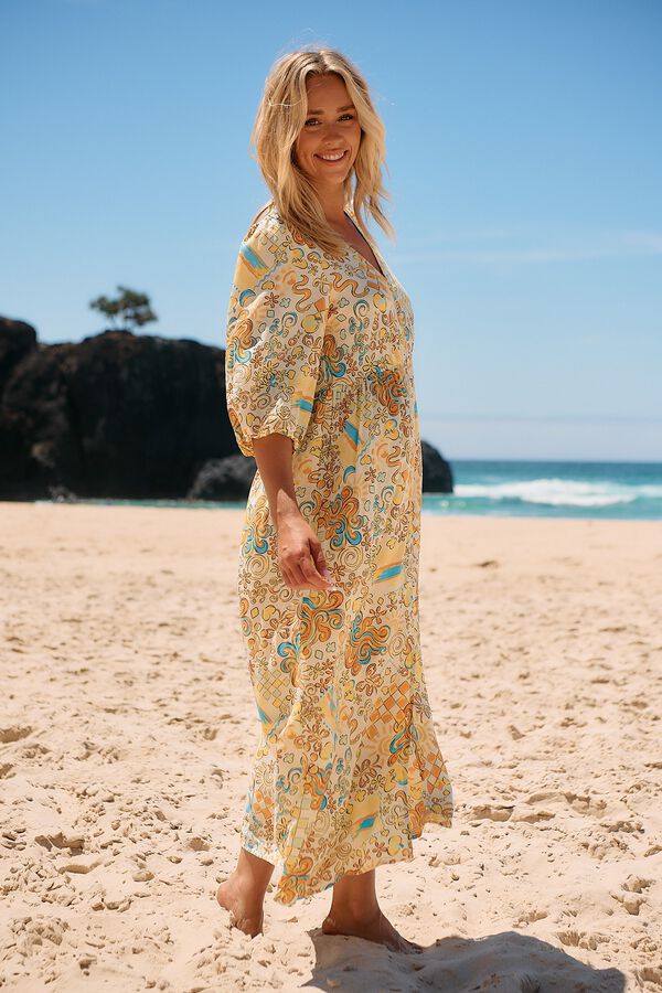 Jaase Vestido midi Ivy Estampado amarillo