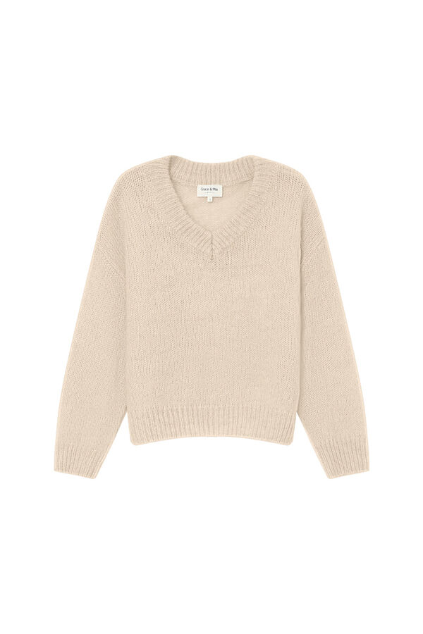 Grace & Mila Jersey b&aacute;sico con escote en V Beige