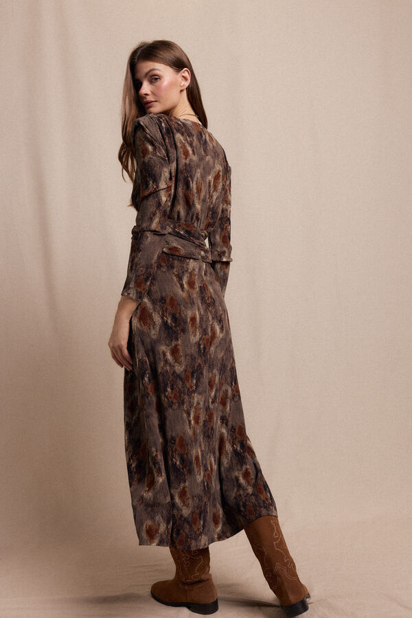 Slowlove Vestido textura elastico Estampado marr&oacute;n