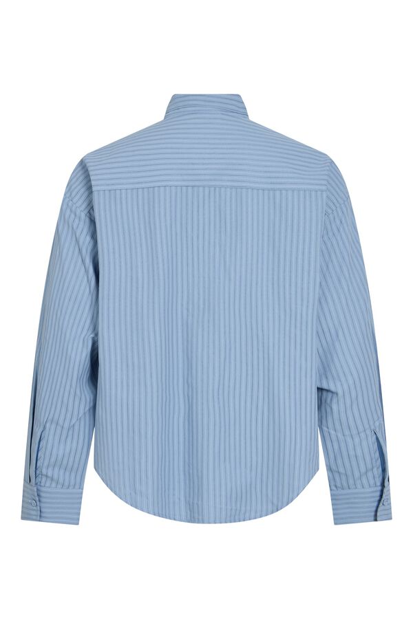 Vila Camisa de rayas con lazada al cuello Azul