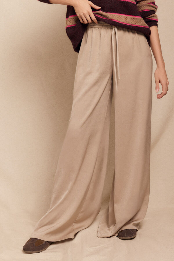 Slowlove Pantalón fluido satinado Beige