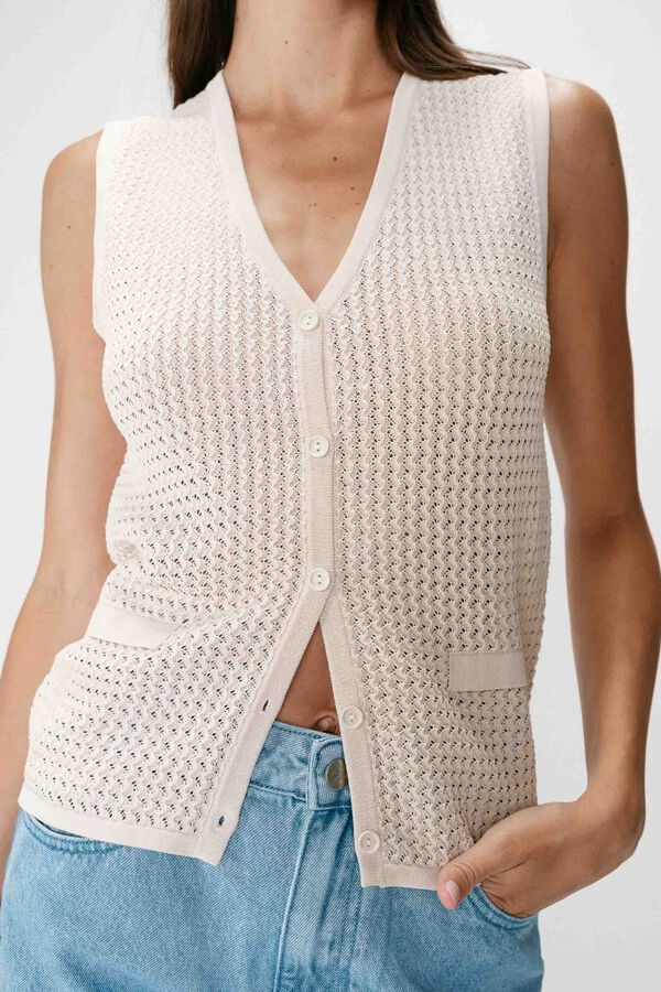 Grace & Mila Chaleco punto calado Wayne Beige