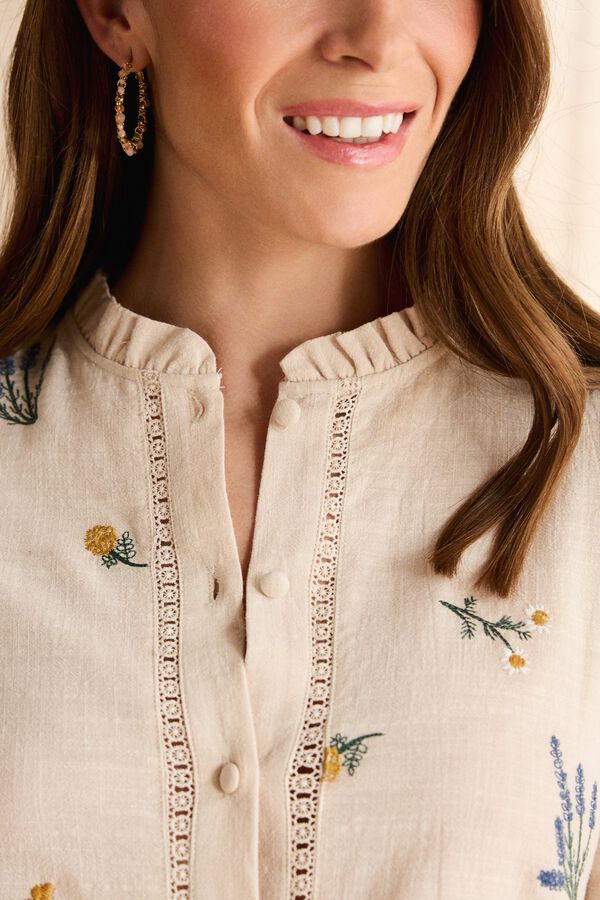Pol&iacute;n Et Moi Camisa bordados Celia Beige