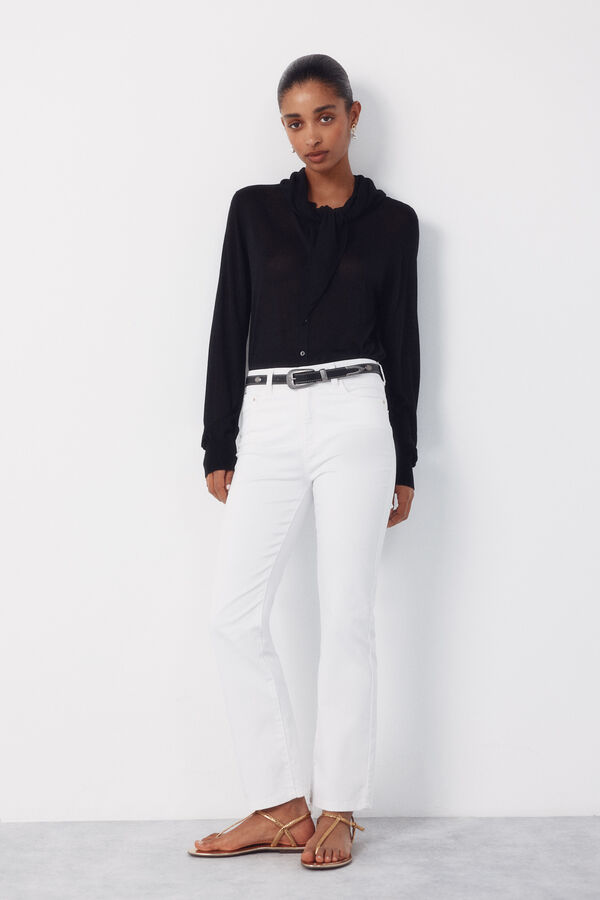 Cortefiel Jeans Sensational Campana Crop Blanco