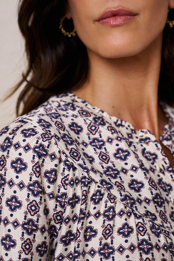 Pol&iacute;n Et Moi Camisa geom&eacute;trica Lila Estampado blanco