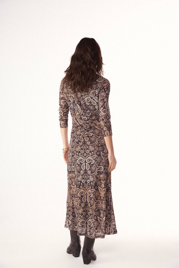 Slowlove Vestido estampado frunce Estampado gris