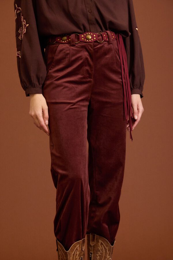 Meisie Pantalones de pana plisados Granate