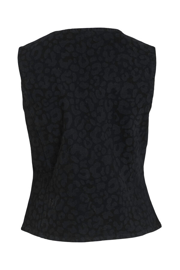 Vila Chaleco vaquero animal print Negro
