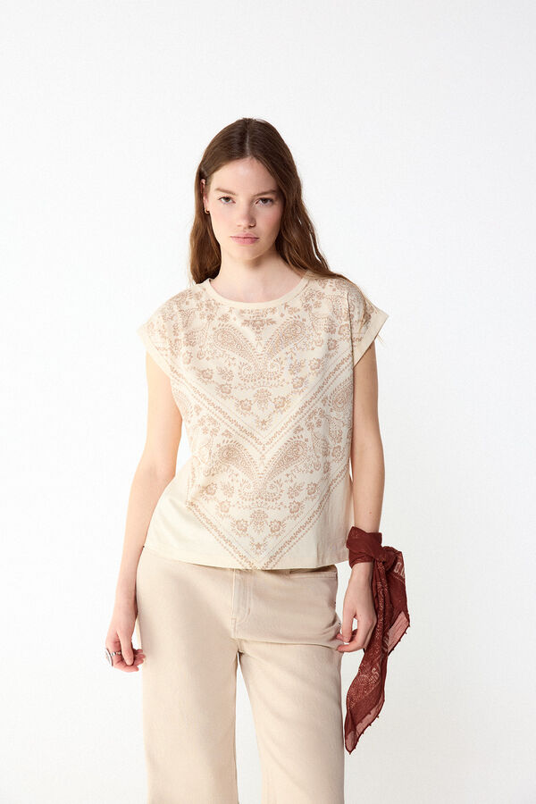Slowlove Camiseta estampado bandana Marfil