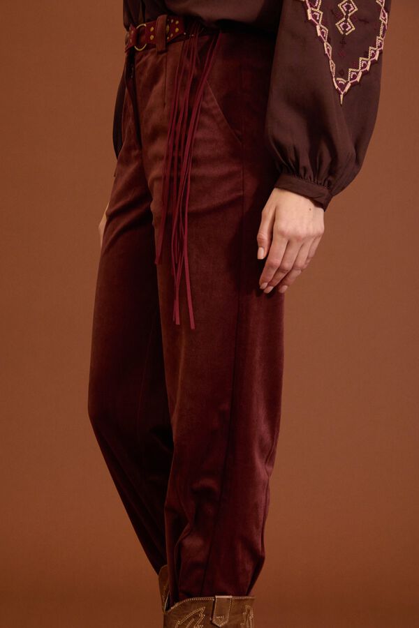Meisie Pantalones de pana plisados Granate