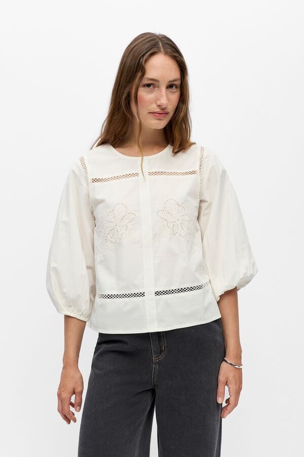 Object Blusa bordada algod&oacute;n Blanco