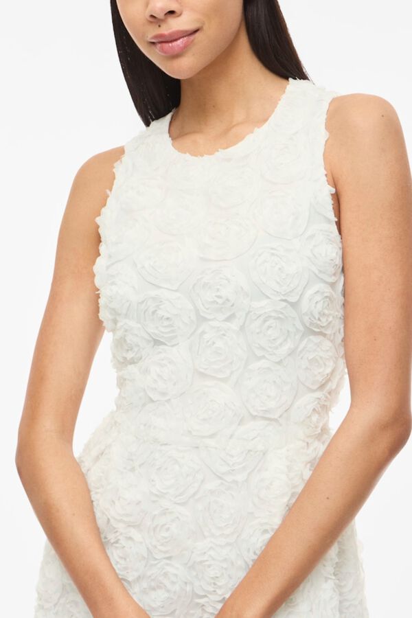 Vila Vestido midi con flores en tejido Blanco