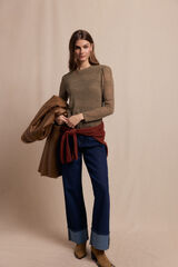 Slowlove Top manga larga estructura rústica Kaki