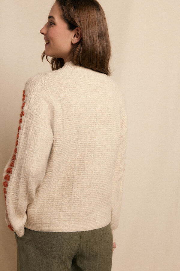 Slowlove Jersey bordado contraste Beige