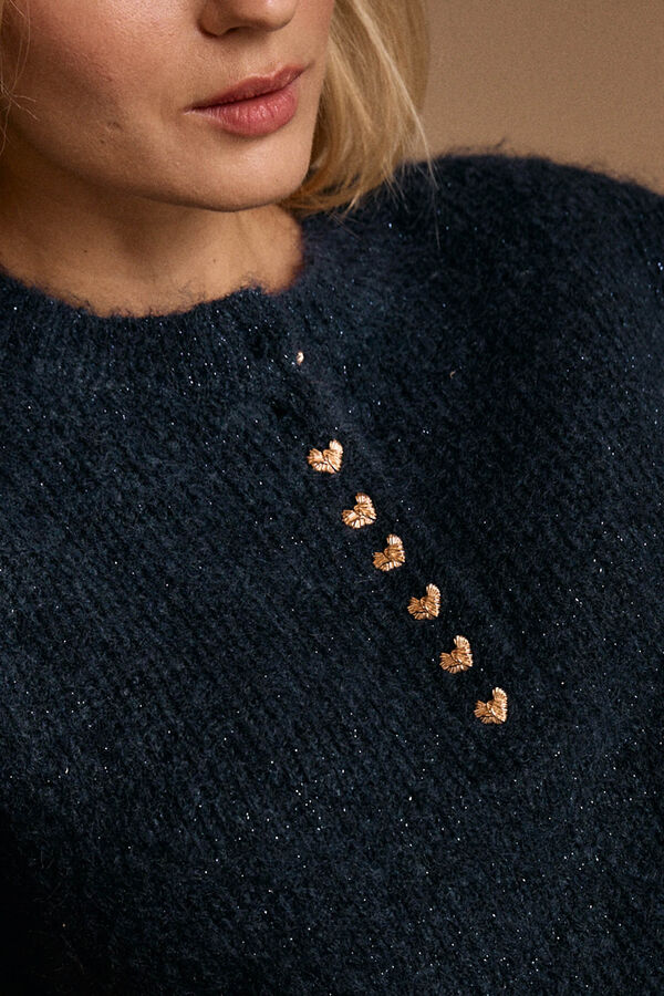 Pol&iacute;n Et Moi Jersey boton coraz&oacute;n Michelle Azul oscuro