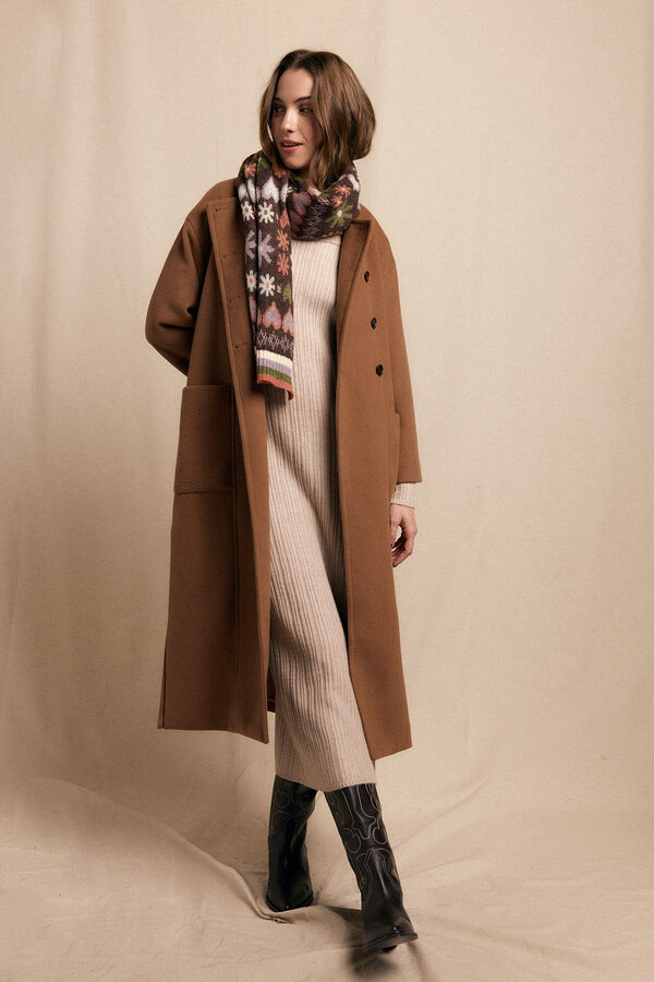 Slowlove Abrigo largo con doble botonadura Beige