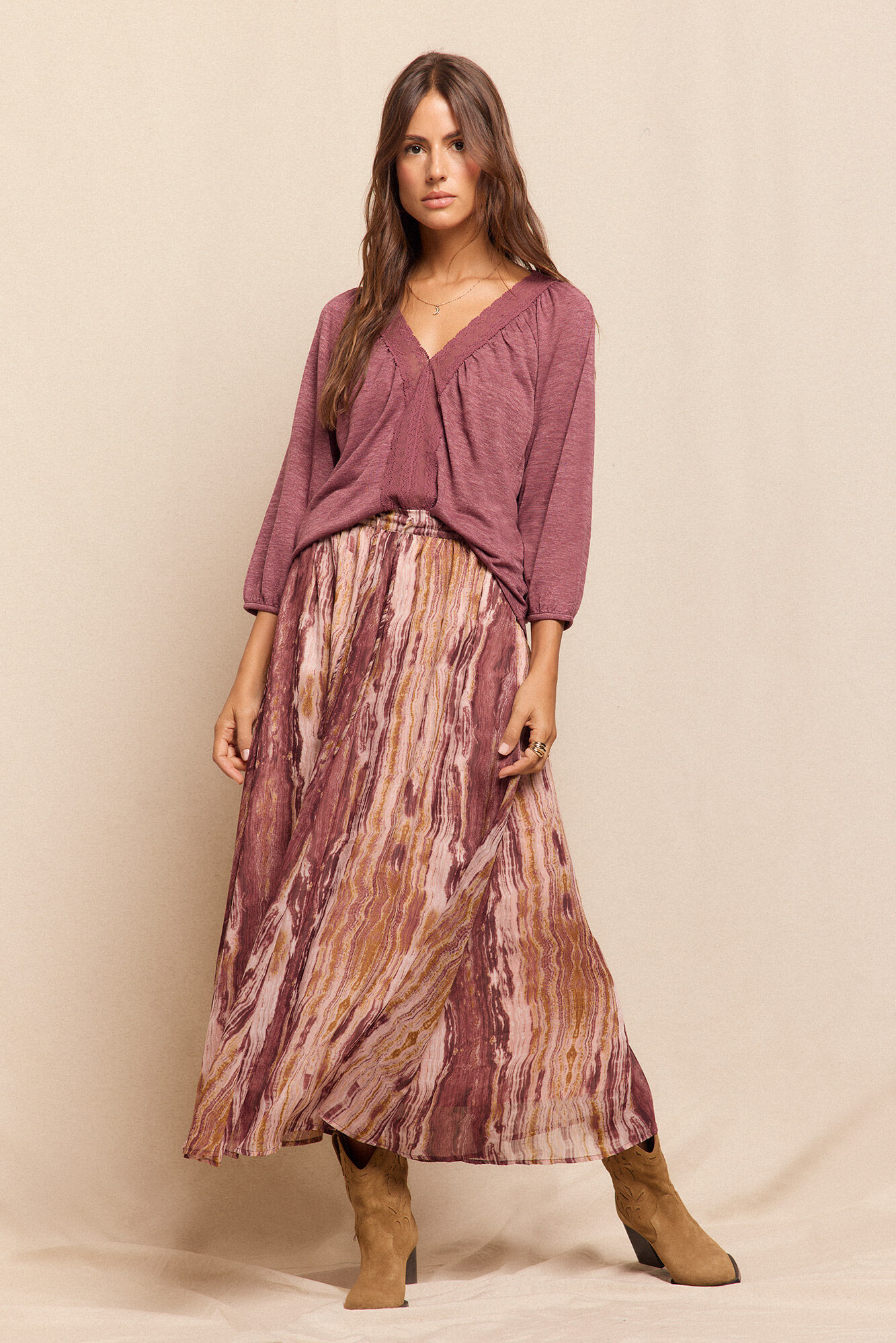 Slowlove Falda midi estampada