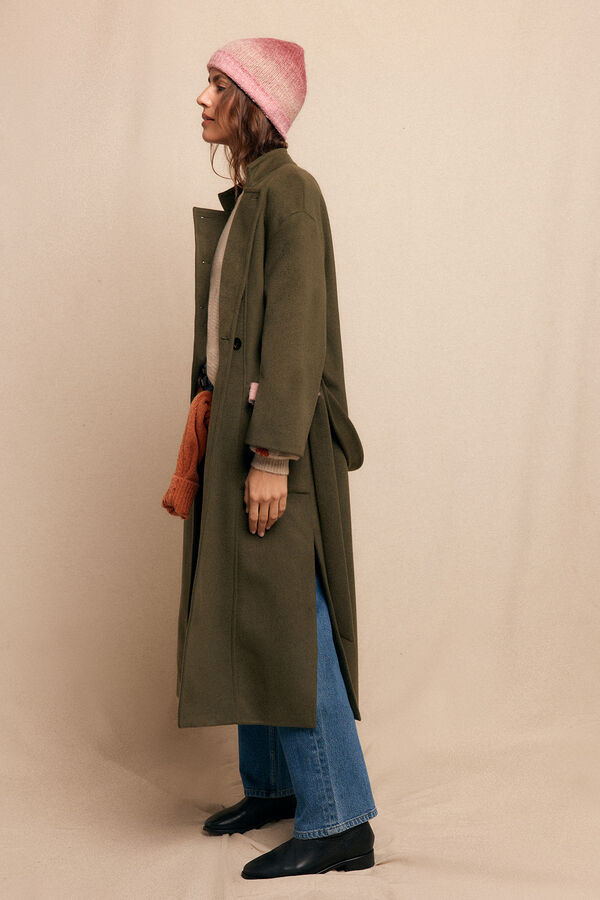 Slowlove Abrigo largo con doble botonadura Kaki