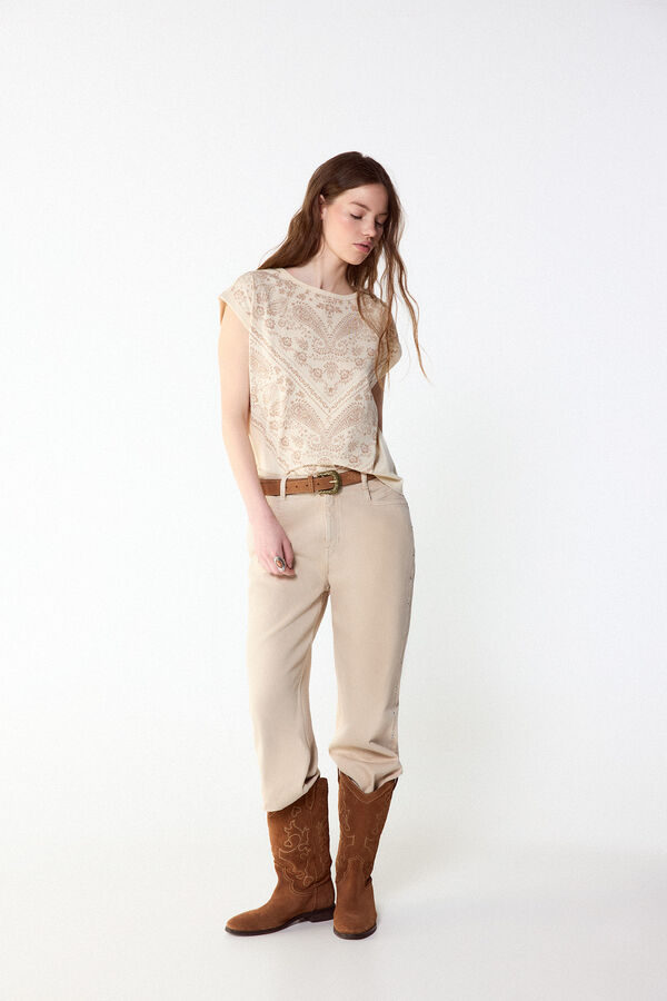 Slowlove Camiseta estampado bandana Marfil