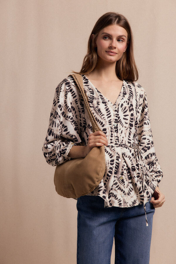 Slowlove Blusa estampada Marfil