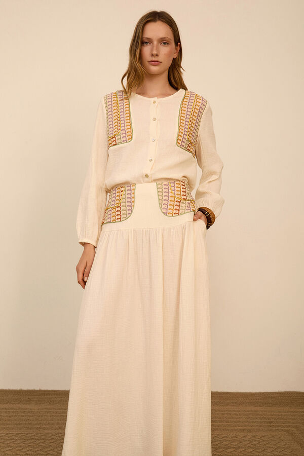 Meisie Blusa bimateria con pa&ntilde;uelo Blanco