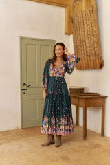 Jaase Vestido largo Teresa estampado Rhubarb Azul