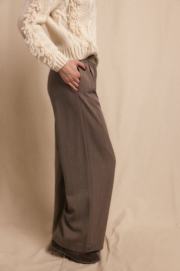 Slowlove Pantalón de pinzas rastrero Arena