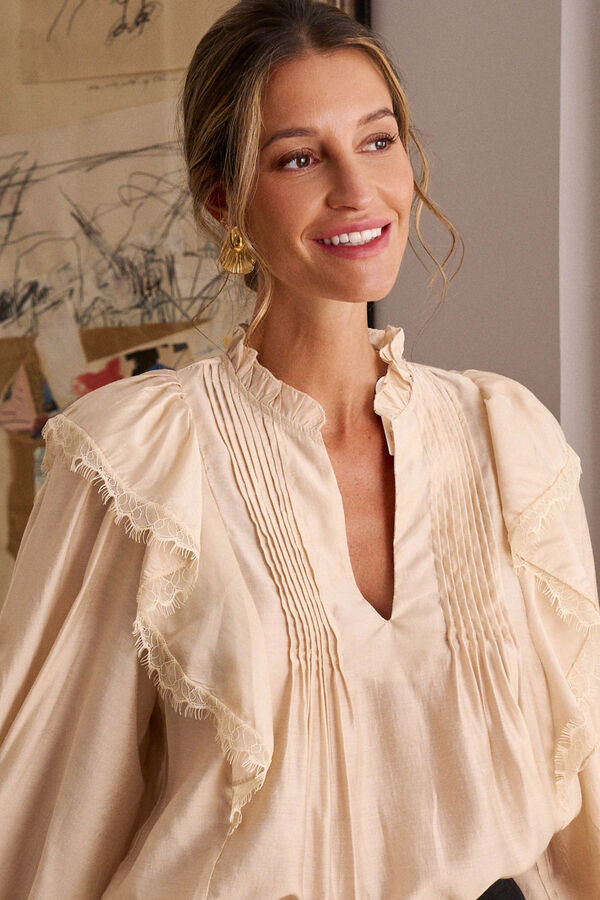 Pol&iacute;n Et Moi Blusa puntilla Anne Beige