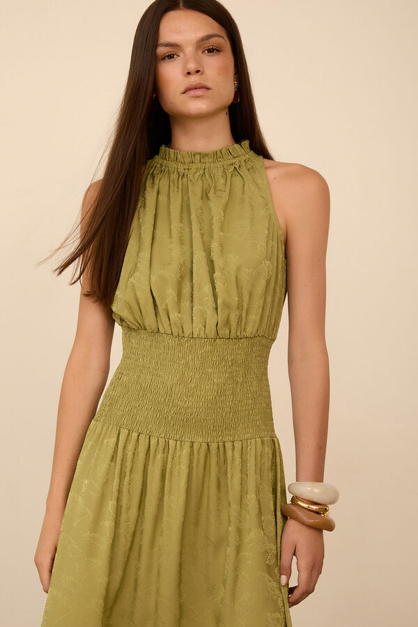 Meisie Vestido largo tejido jacquard Verde