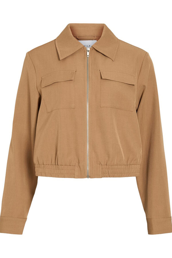 Vila Chaqueta bomber con cremallera Beige