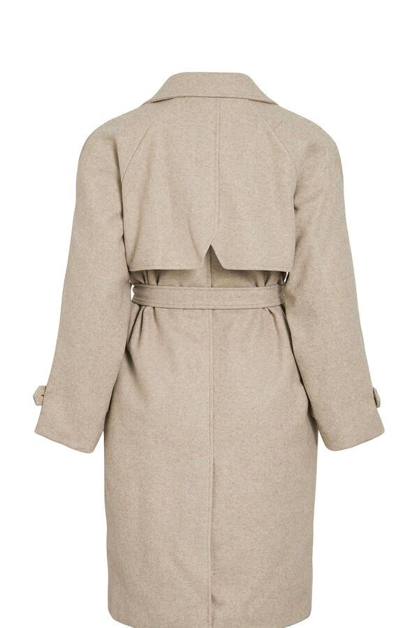 Vila Abrigo de pa&ntilde;o largo anudado Beige